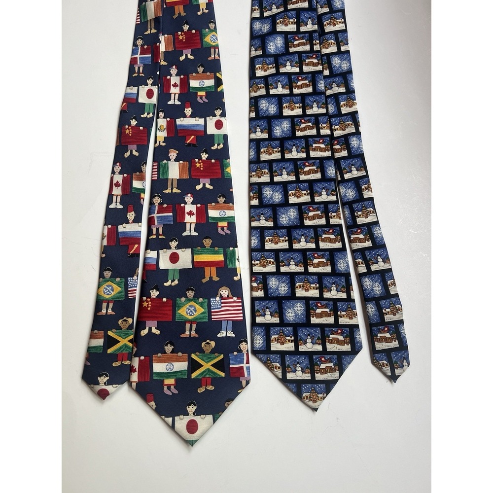 Save The Children 100% Silk Tie Lot‎ Scenes Of Christmas The Next Generation